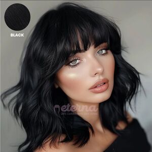 NEW- Eterna- clip-on bangs - Solid black